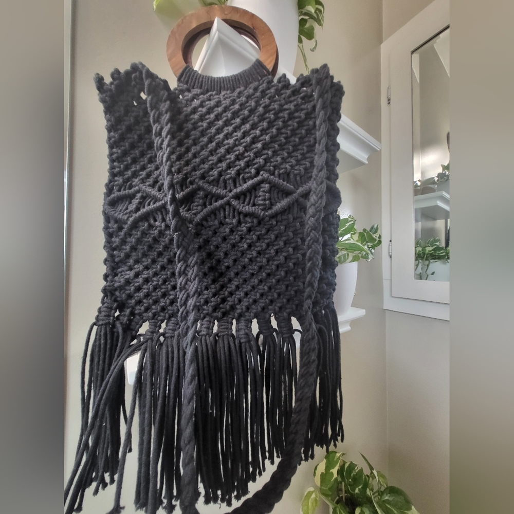 Danielle Nicole, Macrame Cross Body Bag, Black - image 2